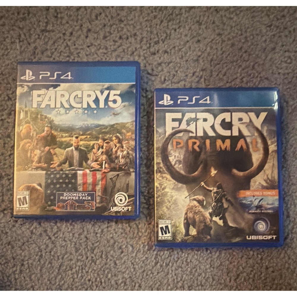 Far Cry 5 + Far Cry Primal PS4 Game Lot Bundle Complete Ubisoft PlayStation 4